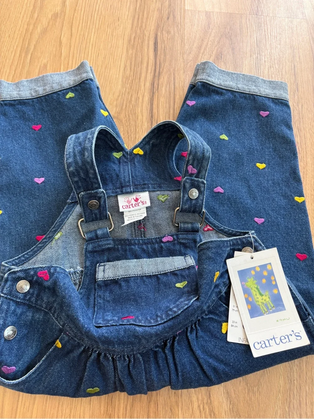 Vintage Carter's embroidered Overall with Colorful Heart Accents